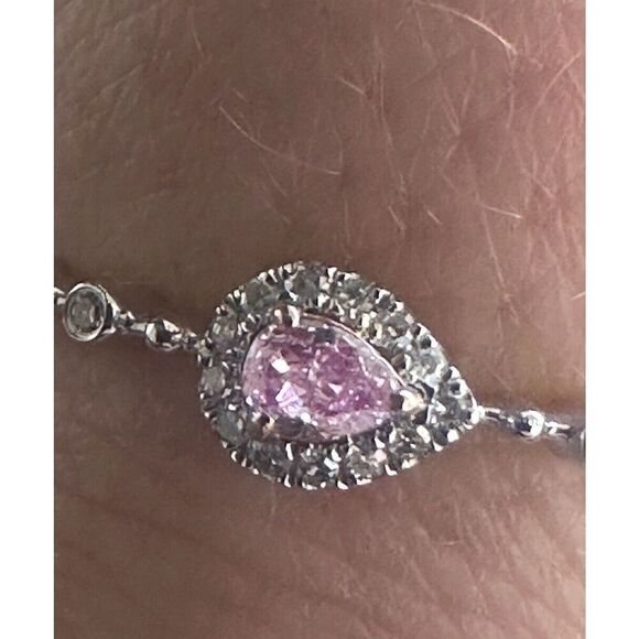 18K Solid White Gold VS Fancy Pink Diamond Ring W/ Certificate Sz 11 - Picture 1 of 9